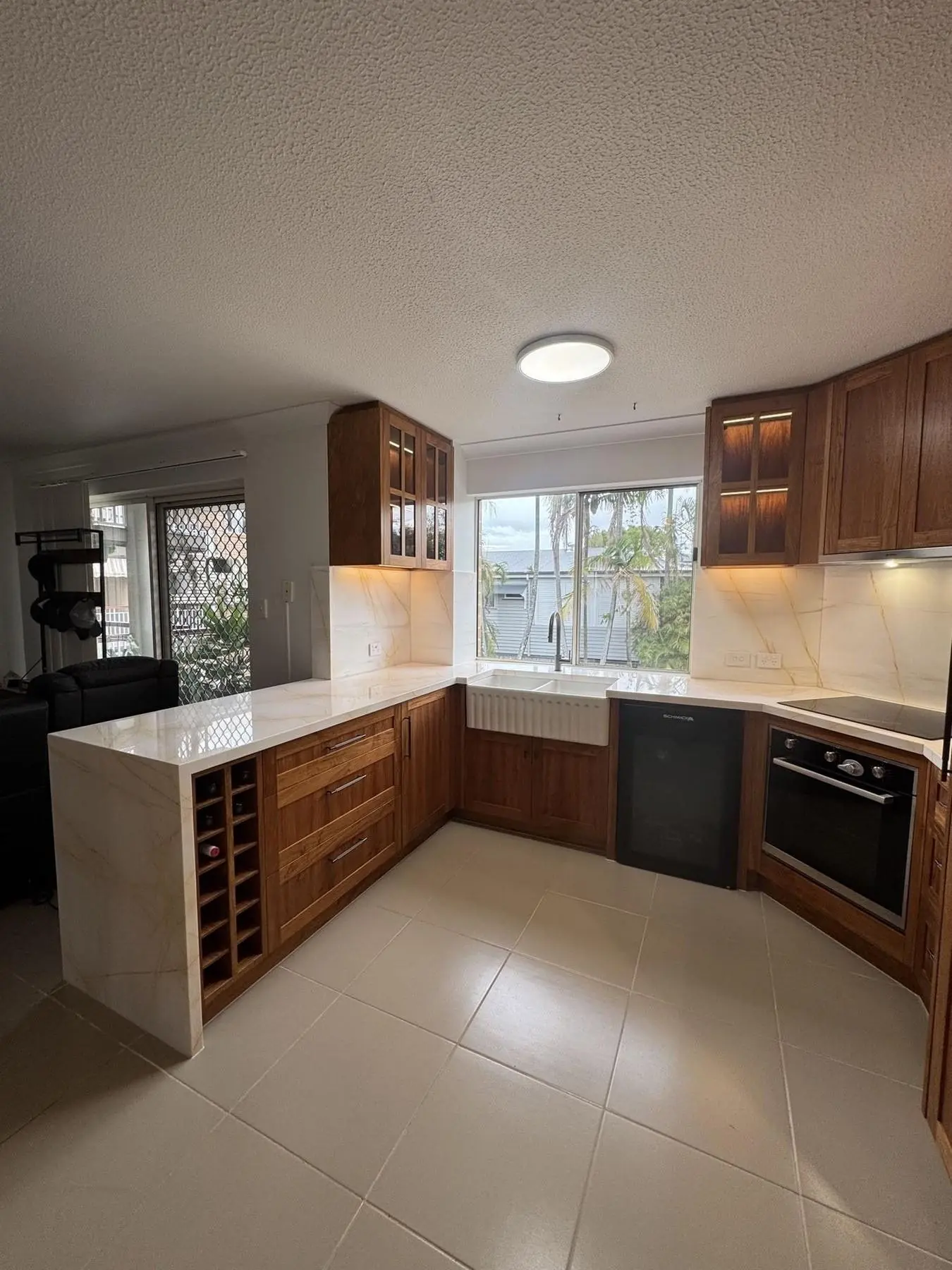 Butler's pantry with marble bench