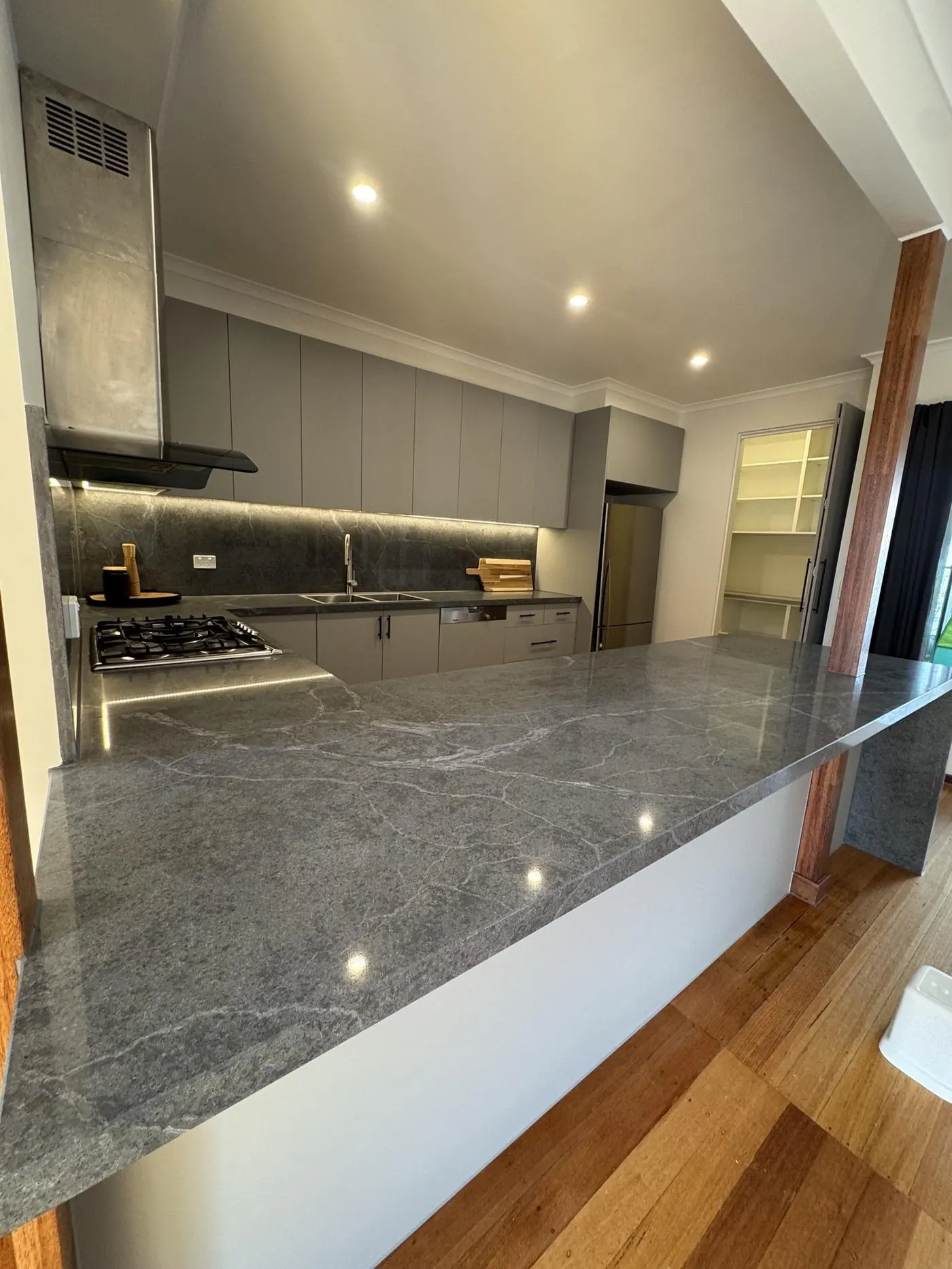 Kitchen renovation with natural stone benchtops