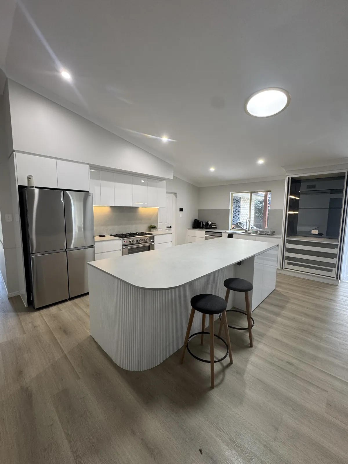 Wellington Point kitchen with stone island